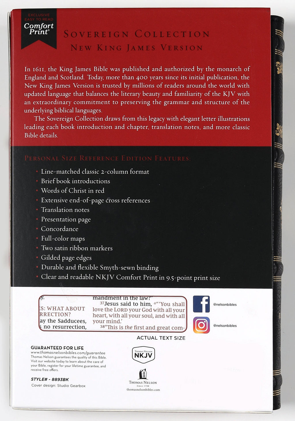 Personal NKJV Bible in black with red letter reference