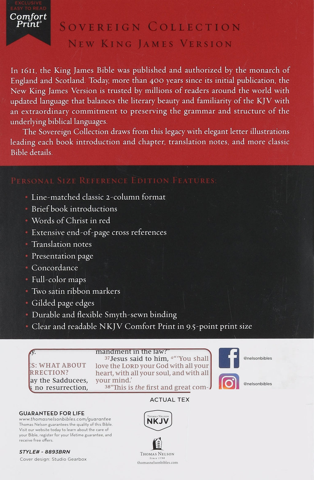 Brown leather NKJV Personal Size Reference Bible with red letter edition