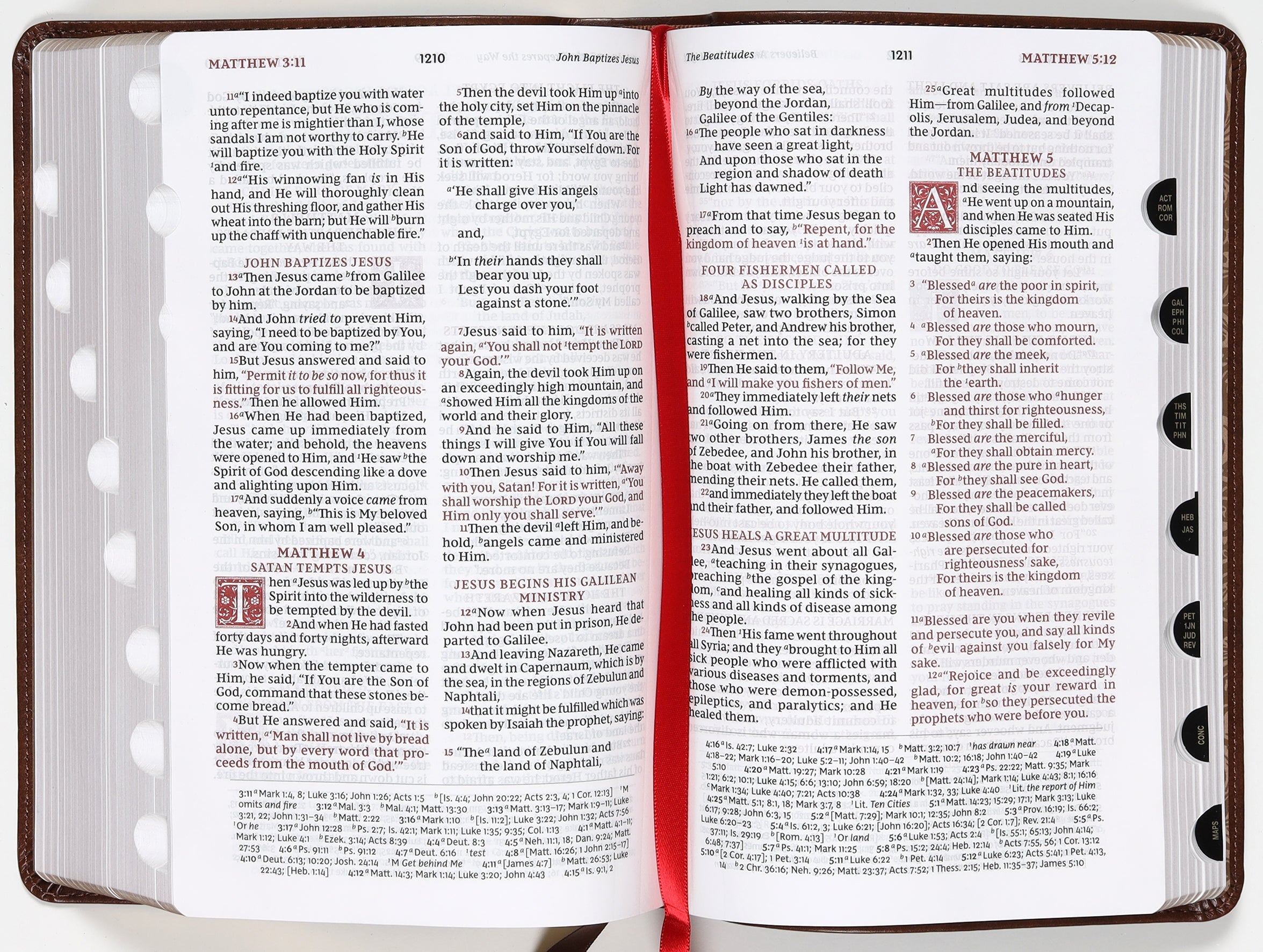 NKJV Personal Size Reference Bible in brown leather with red letter edition