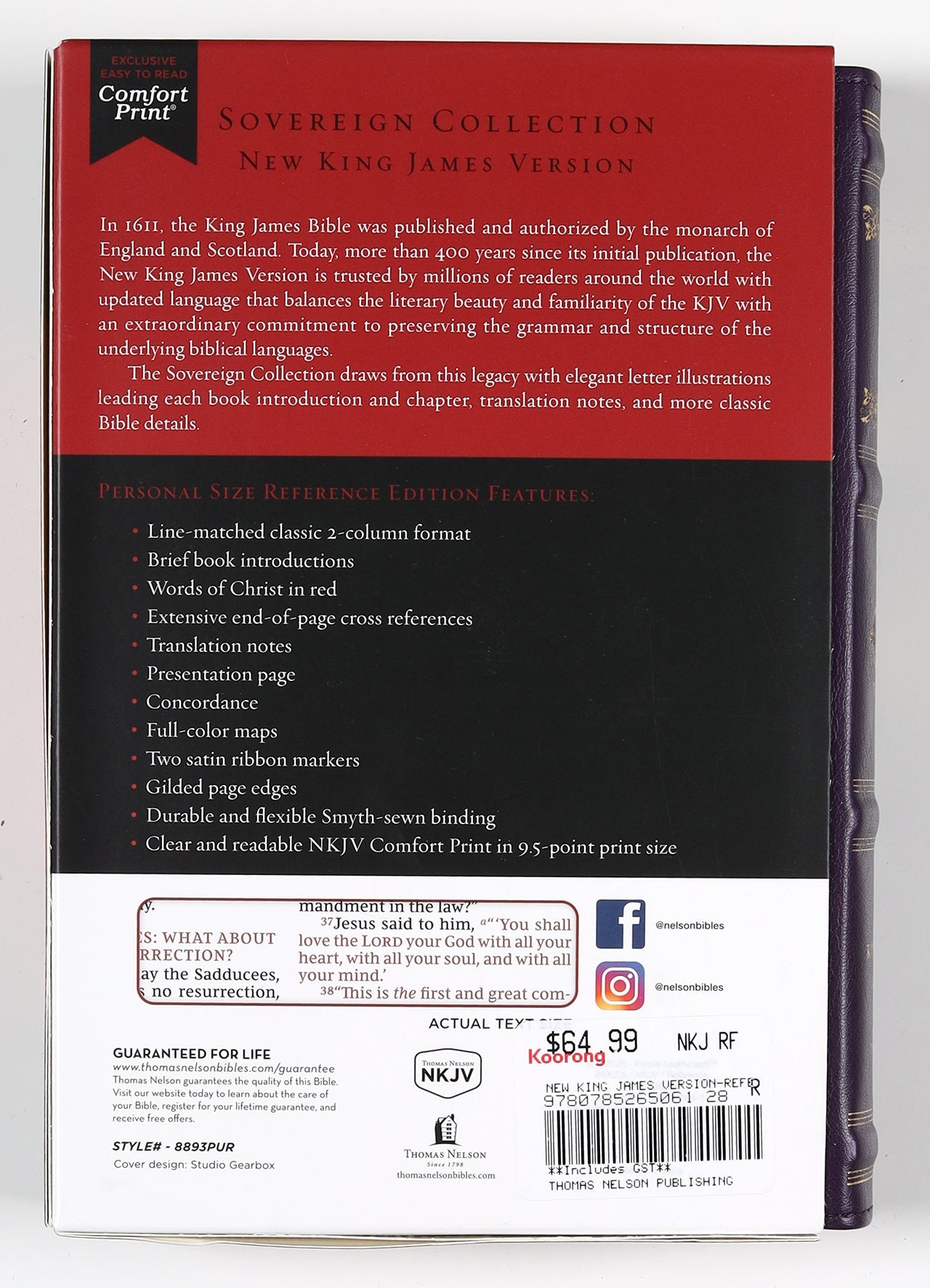 Purple Sovereign Collection NKJV Personal Size Reference Bible