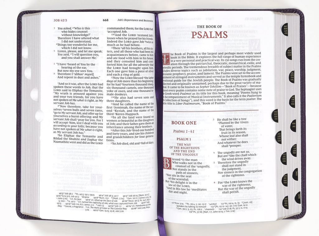 NKJV Personal Size Reference Bible with Purple Thumb Indexed