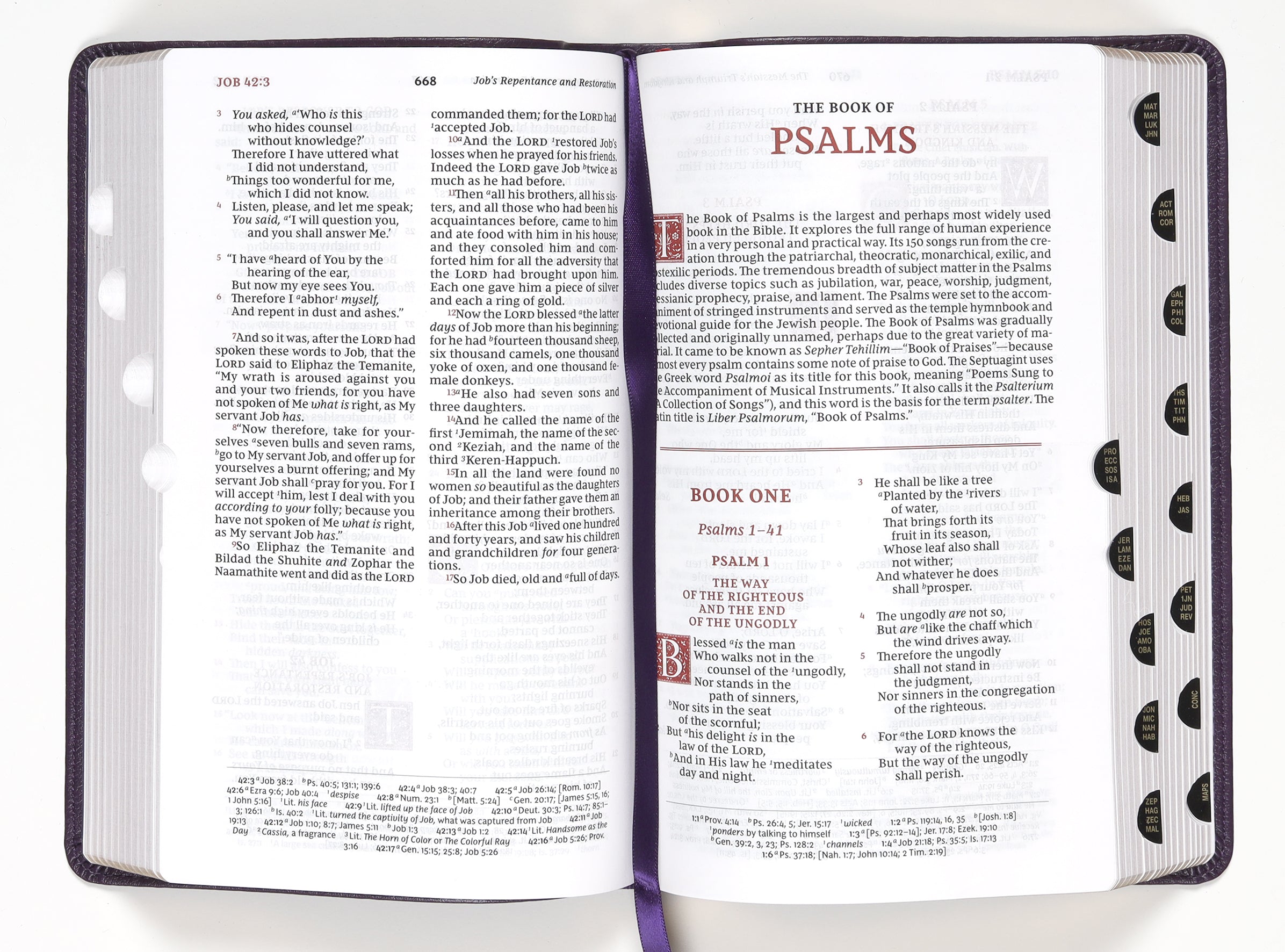 NKJV Personal Size Reference Bible with Purple Thumb Indexed