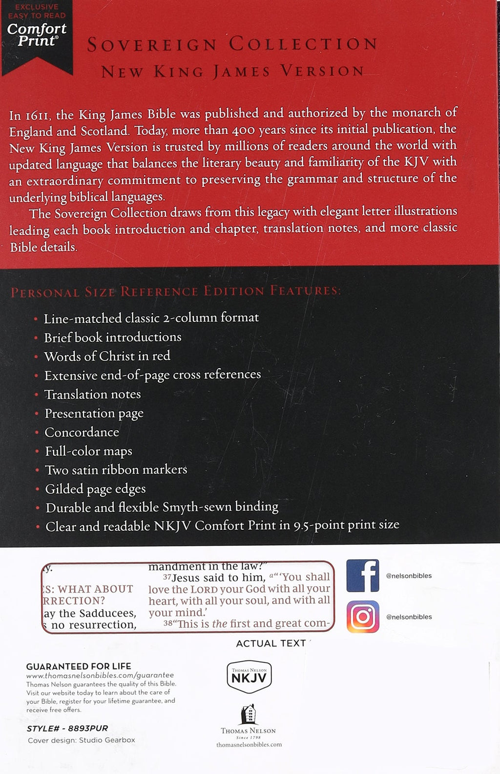 NKJV Personal Size Reference Bible with Purple Thumb Indexed