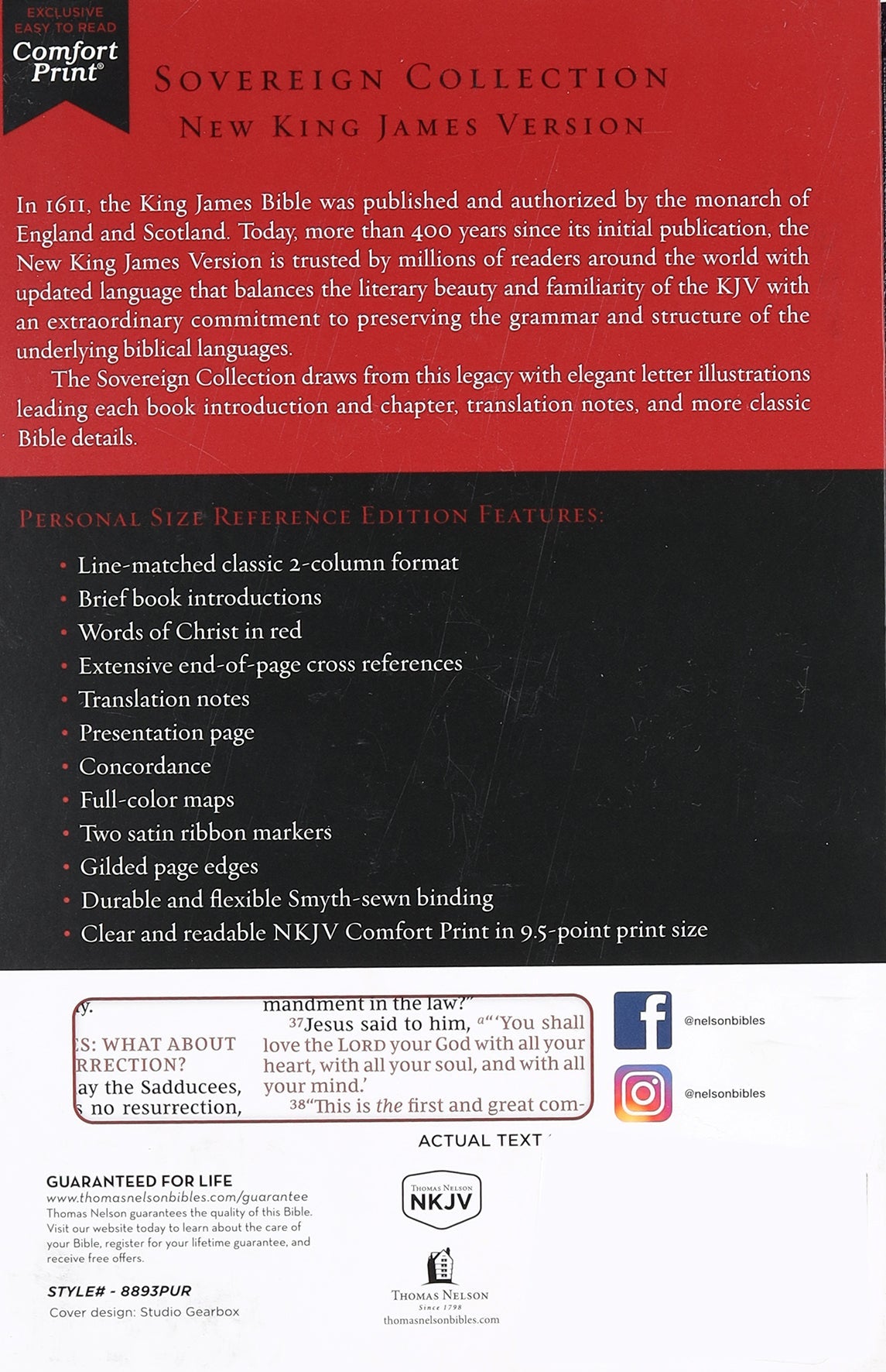 NKJV Personal Size Reference Bible with Purple Thumb Indexed