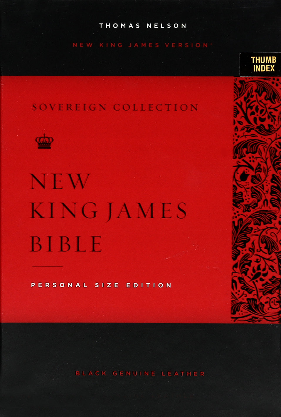 NKJV Personal Size Reference Bible Sovereign Collection Black Thumb Indexed (Red Letter Edition)