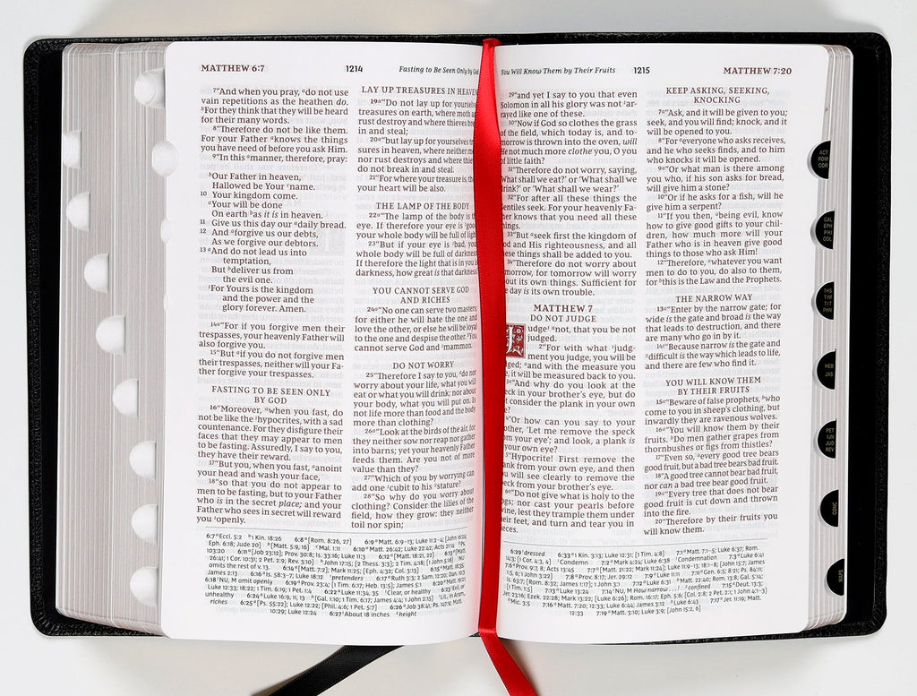 NKJV Personal Size Reference Bible Sovereign Collection Black Thumb Indexed (Red Letter Edition)