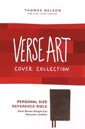 NKJV personal size reference Bible with brown verse art cover and red letter edition