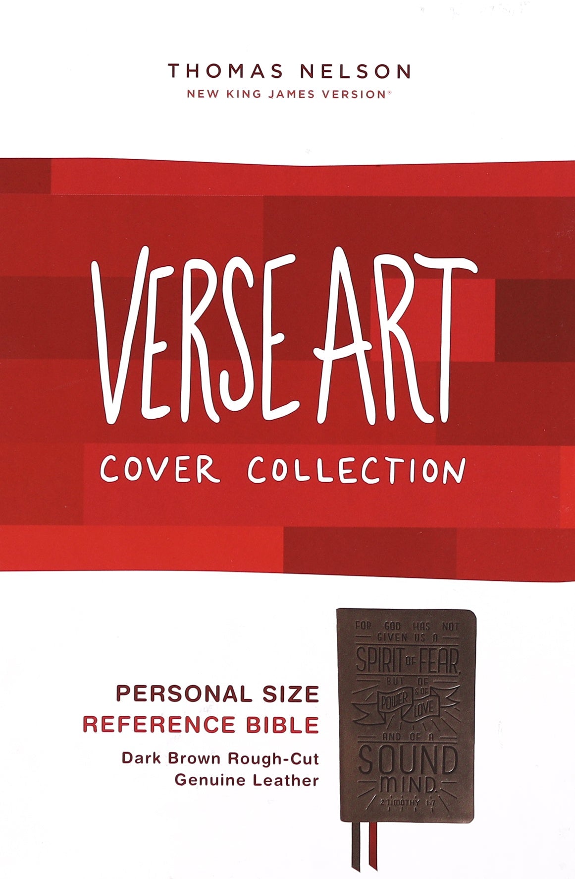 NKJV personal size reference Bible with brown verse art cover and red letter edition