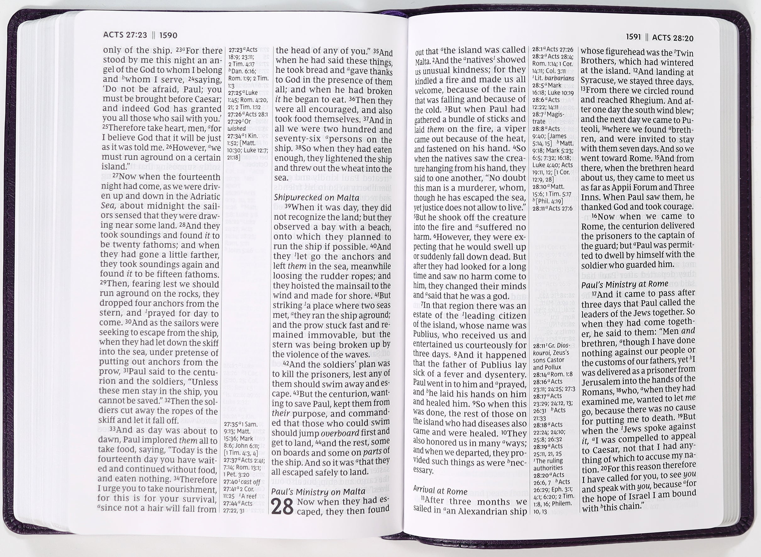 Reference NKJV Giant Print Bible with Verse Art Cover, Purple Color