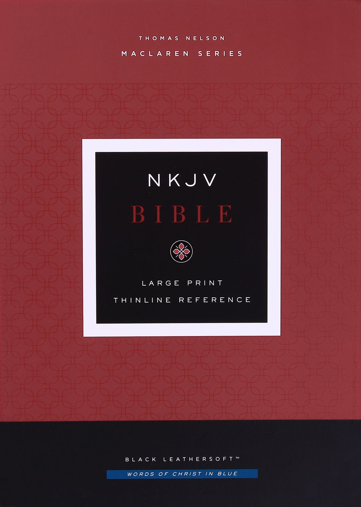 NKJV Large Print Thinline Reference Bible with Maclaren Series Black Cover and Blue Letter Edition for Colorblind Friendly Ac