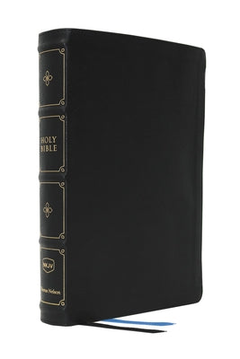 NKJV Large Print Thinline Reference Bible with Maclaren Series Black Cover and Blue Letter Edition for Colorblind Friendly Ac