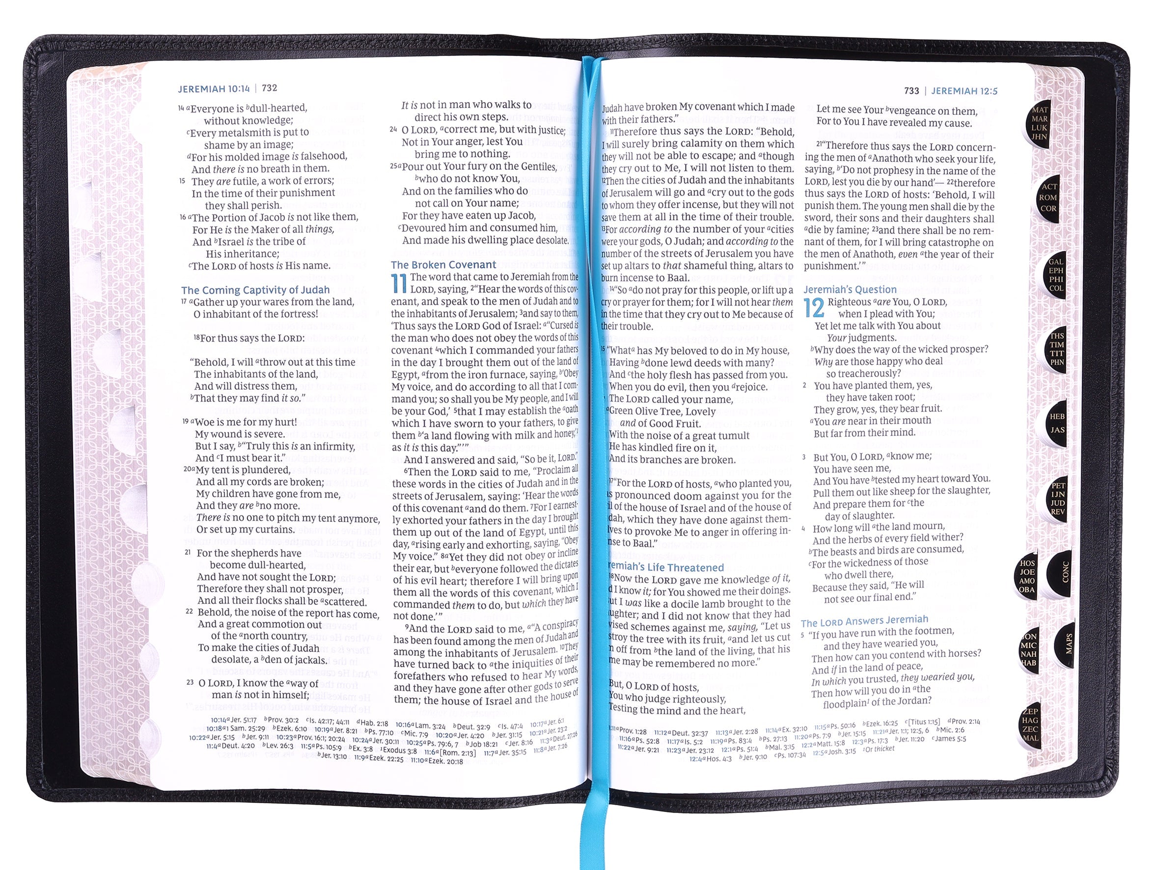 NKJV Large Print Thinline Reference Bible with Black Cover and Blue Letter Edition