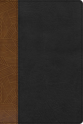 Close-up of RVR 1960 Spanish Study Bible, Tostado/Negro leather bound cover
