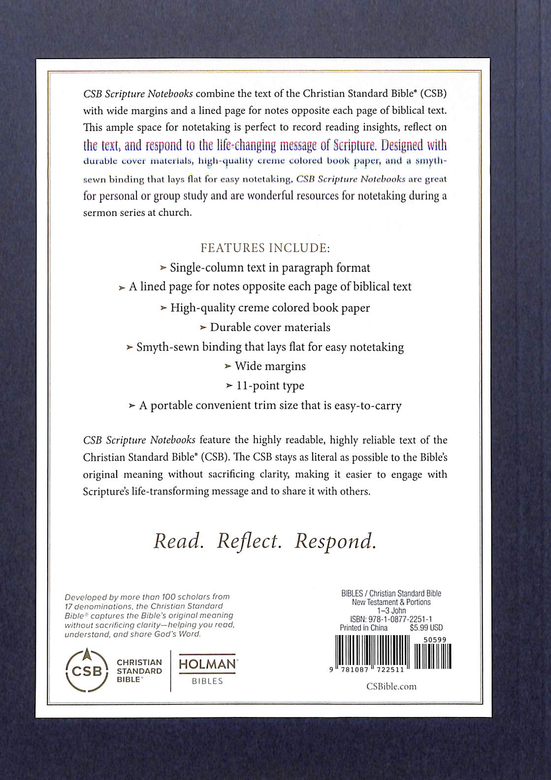 Luxurious CSB Scripture Notebook with beautiful 1-3 John Bible verses