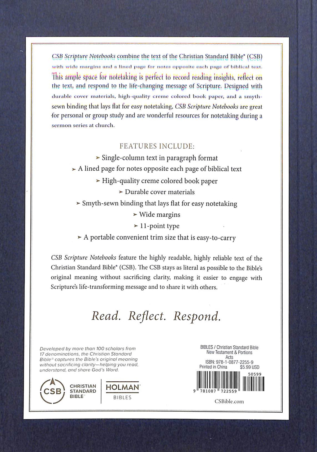 Luxurious CSB Scripture Notebook with Acts, ideal for reflecting on biblical passages and personal growth.