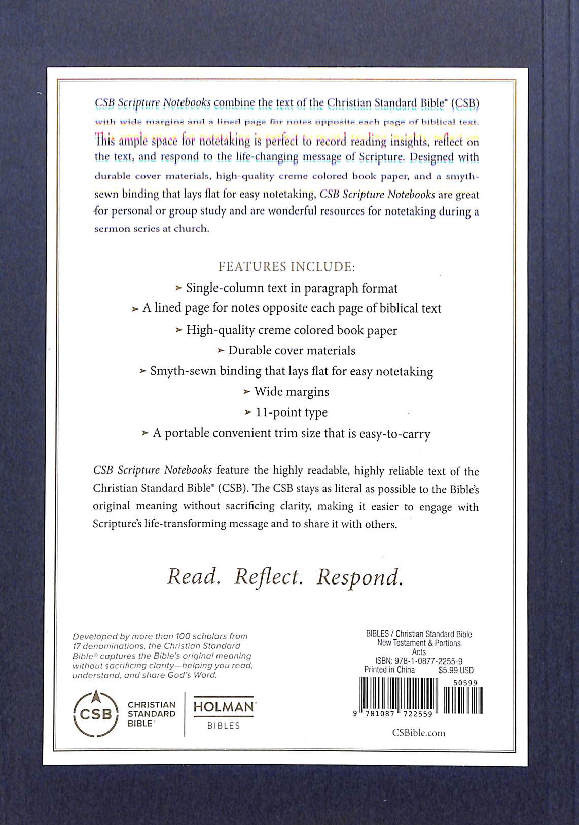 Luxurious CSB Scripture Notebook with Acts, ideal for reflecting on biblical passages and personal growth.