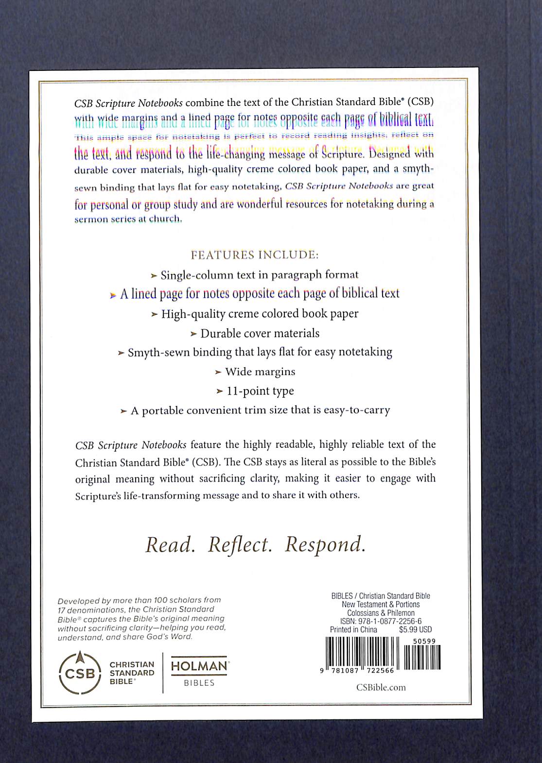 CSB Scripture Journal in Luxury Leather with Space for Reflection on Colossians and Philemon