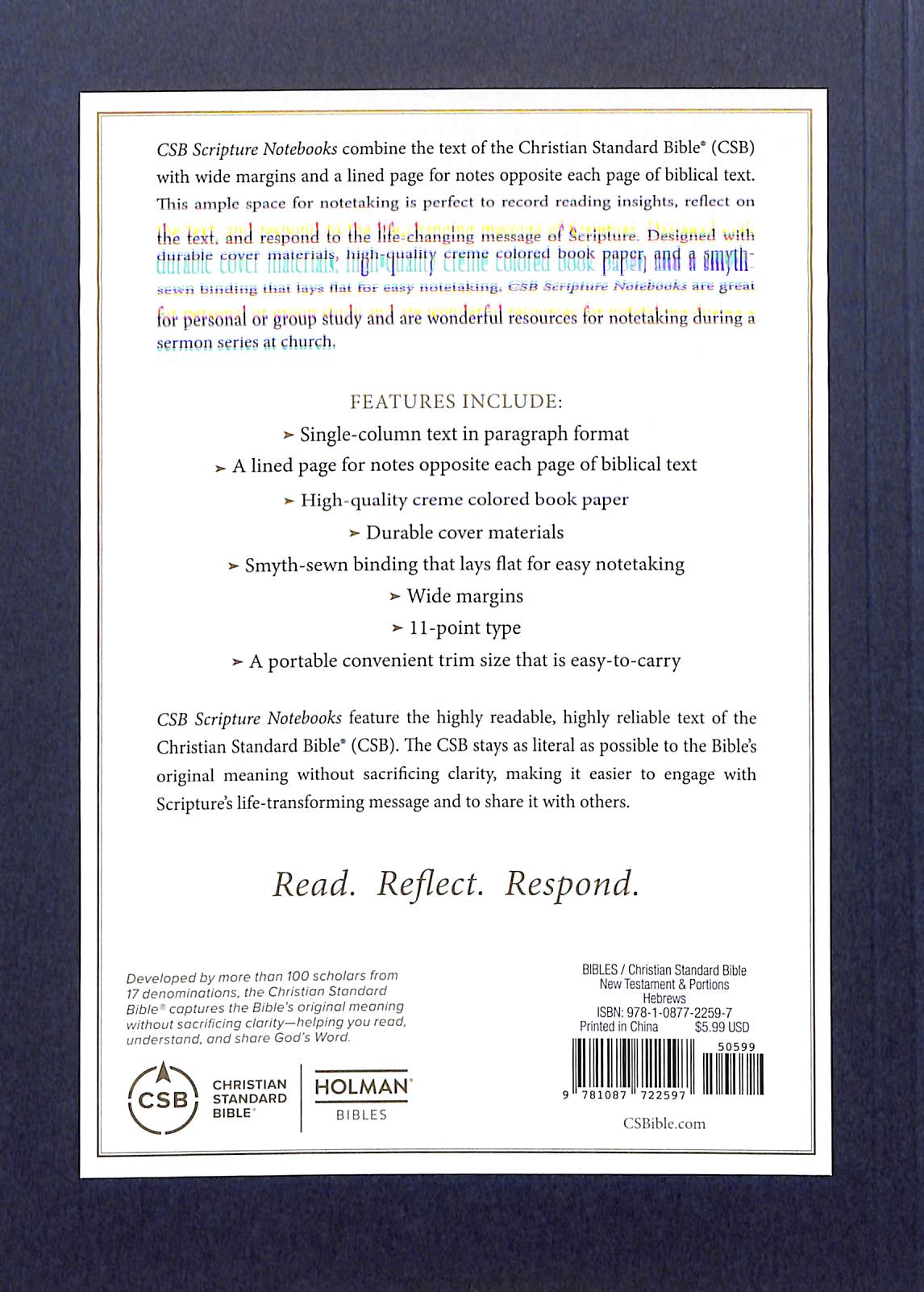 Elegant CSB Christian Standard Bible Study Journal featuring Hebrews