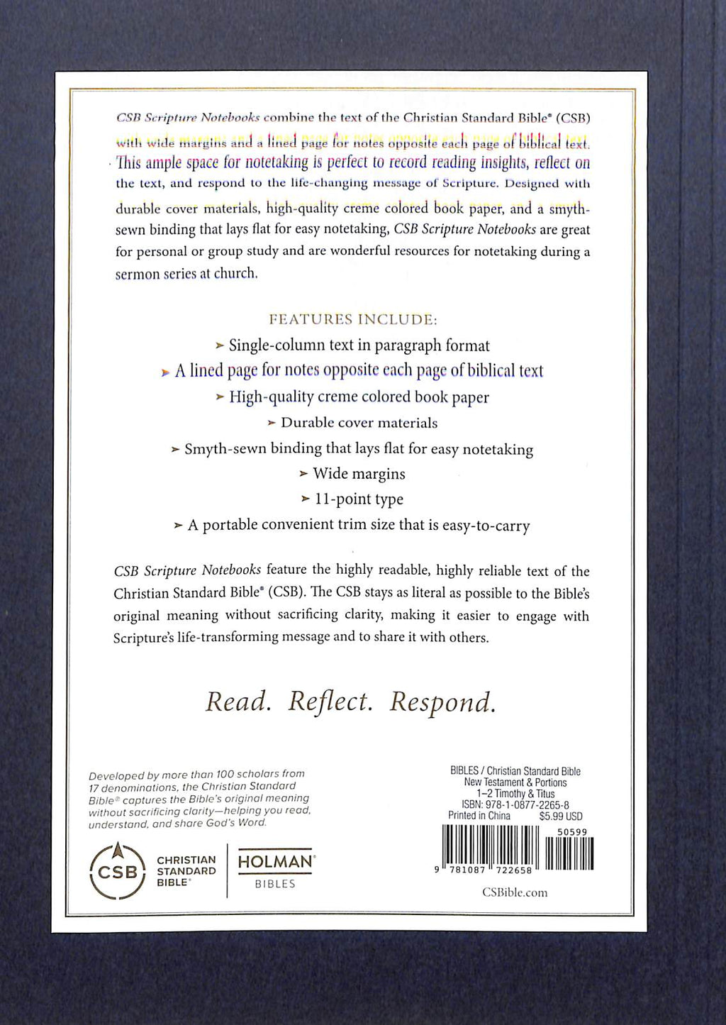 Delve into 1-2 Timothy and Titus with the premium CSB Scripture Notebook, part of the luxurious Christian Standard Bible Stud