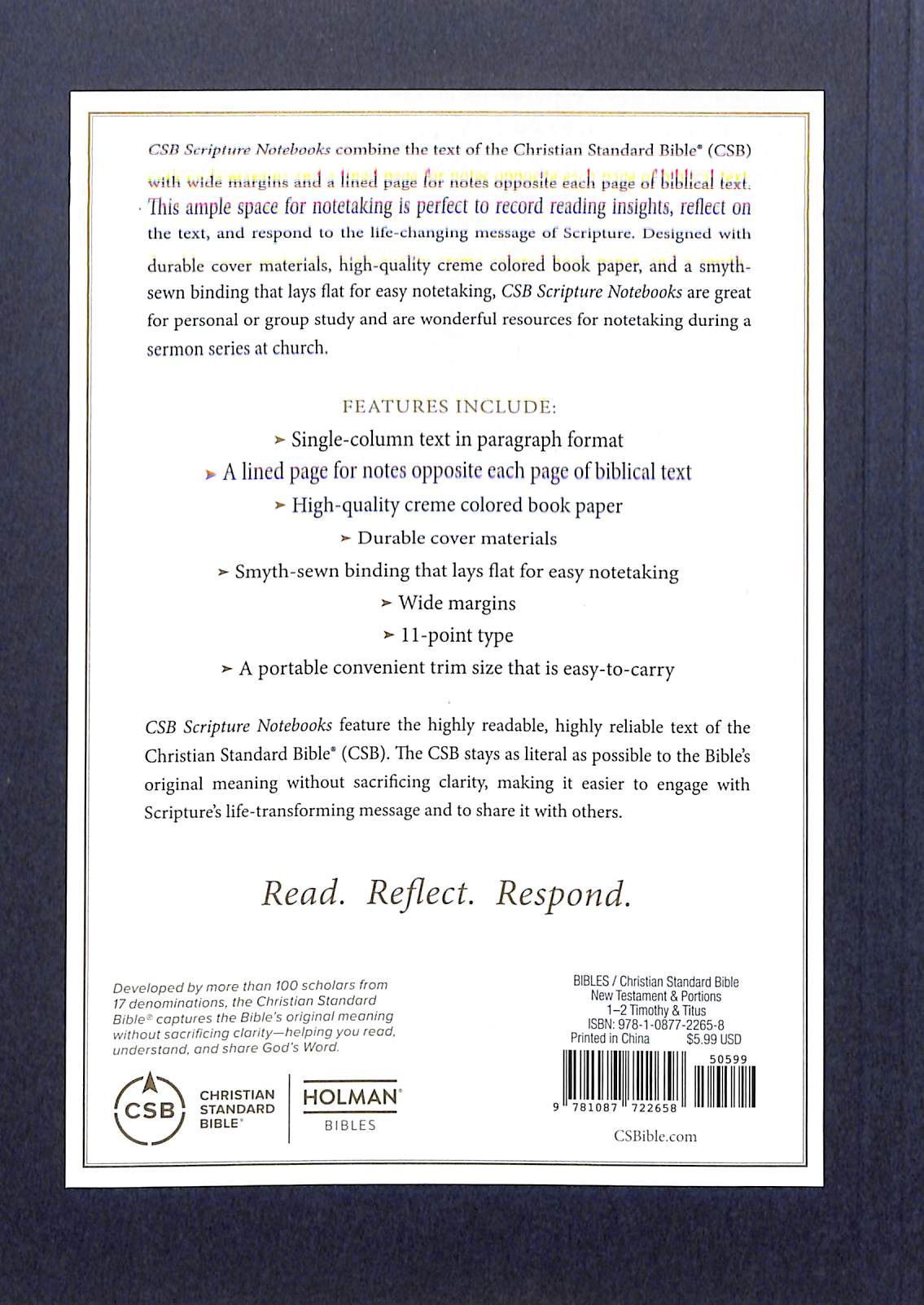 Delve into 1-2 Timothy and Titus with the premium CSB Scripture Notebook, part of the luxurious Christian Standard Bible Stud