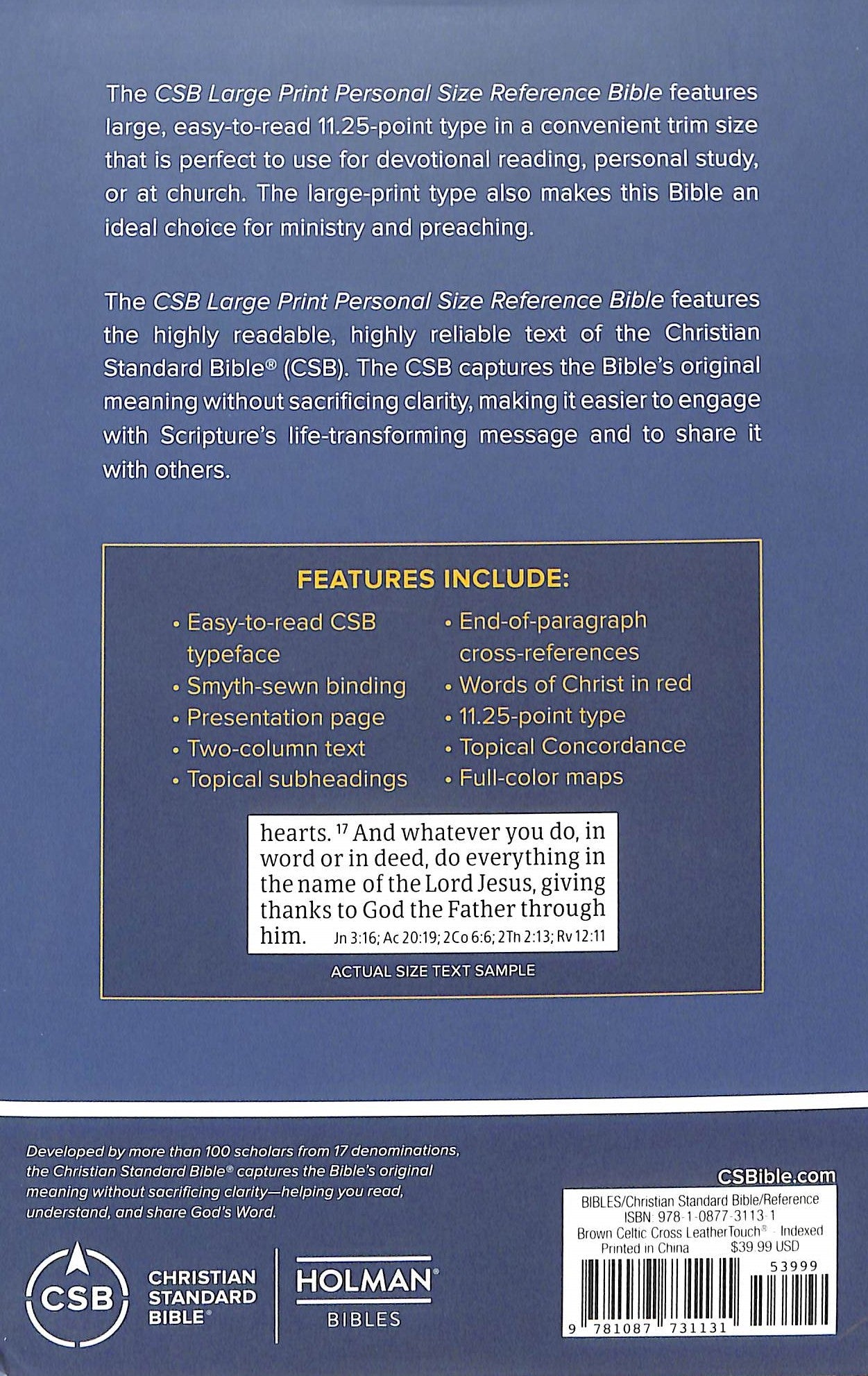 Luxurious CSB Christian Standard Bible, Brown Celtic Cross Edition, Large Print Personal Reference