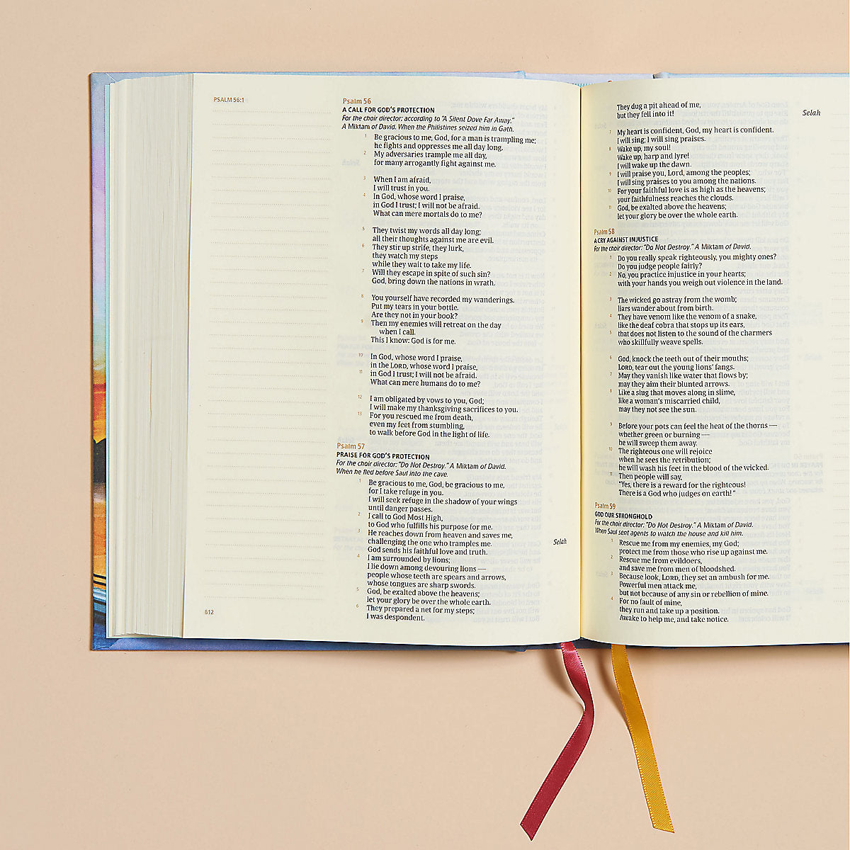 CSB Hosanna Revival Notetaking Bible showcases a peaceful lake landscape for Bible study and journaling purposes.