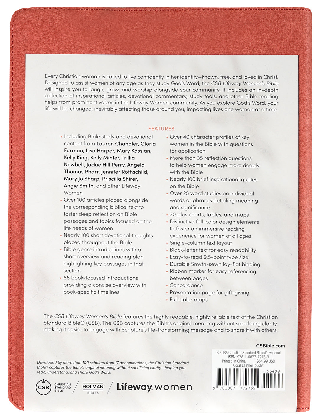 CSB Lifeway Women's Devotional Journaling Bible, Coral Black Letter Edition