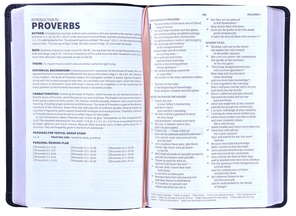 Interior pages of luxury leather bound CSB Coach's Bible in red letter edition