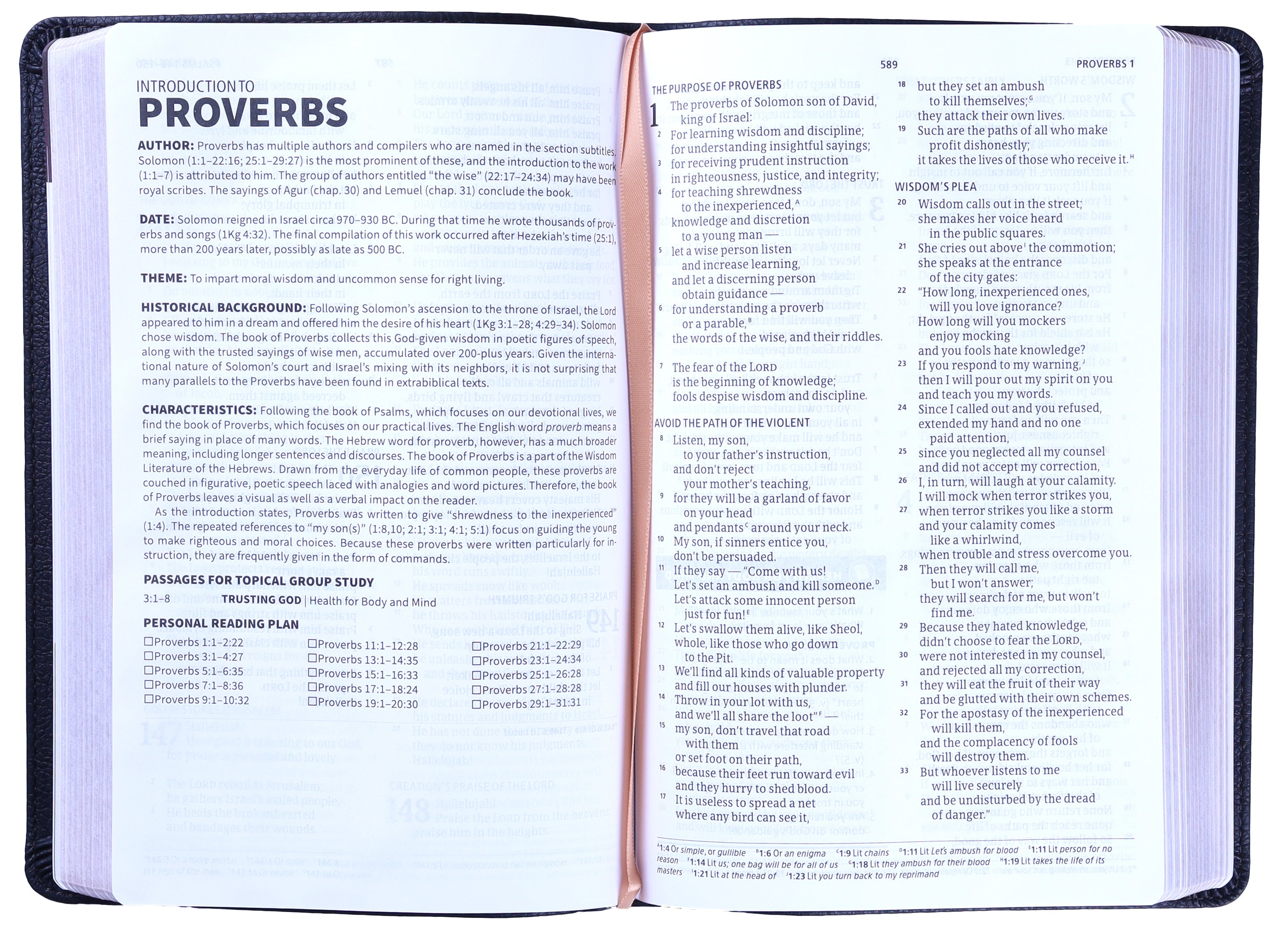 Interior pages of luxury leather bound CSB Coach's Bible in red letter edition
