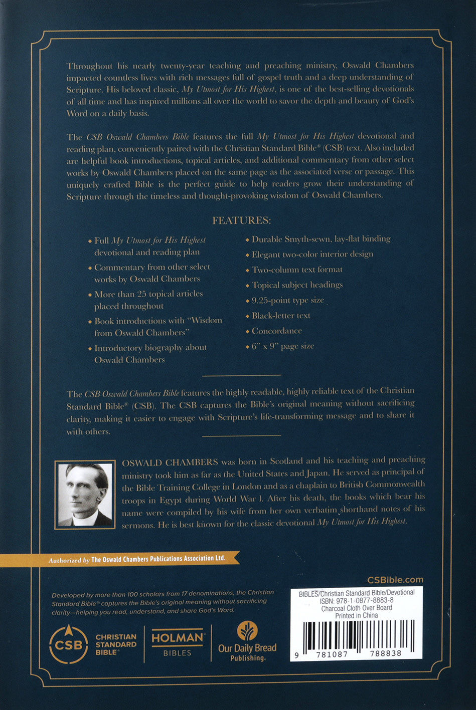 Lavish black letter edition of the CSB Oswald Chambers Bible for the discerning believer