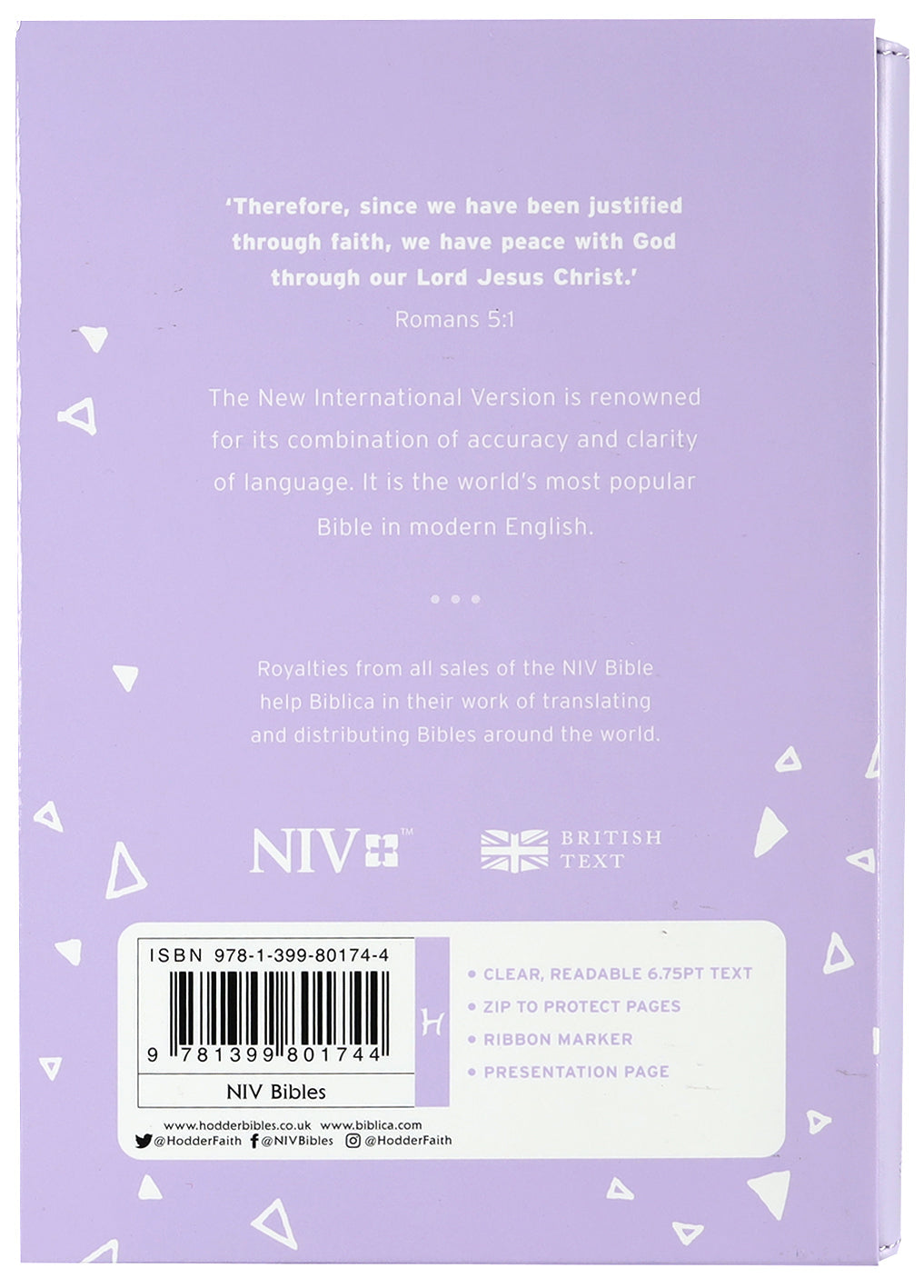 Close-up of NIV Pocket Bible Lilac Soft-Tone With Zip British Edition, Bible in New International Version