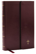 Compact NKJV Bible with Red Letter Edition in burgundy leather binding.