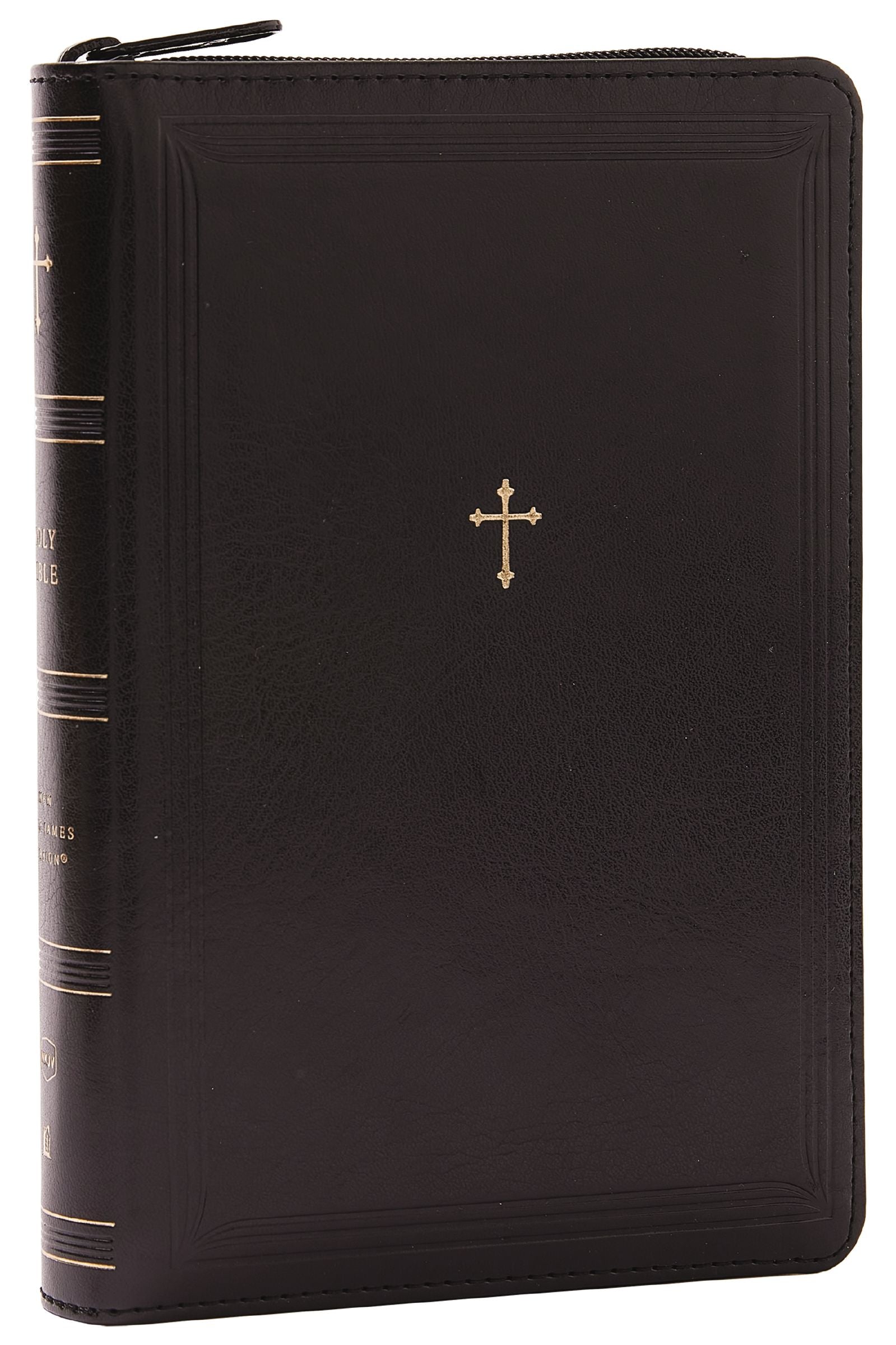 NKJV Compact Paragraph-Style Reference Bible Black With Zipper (Red Letter Edition)