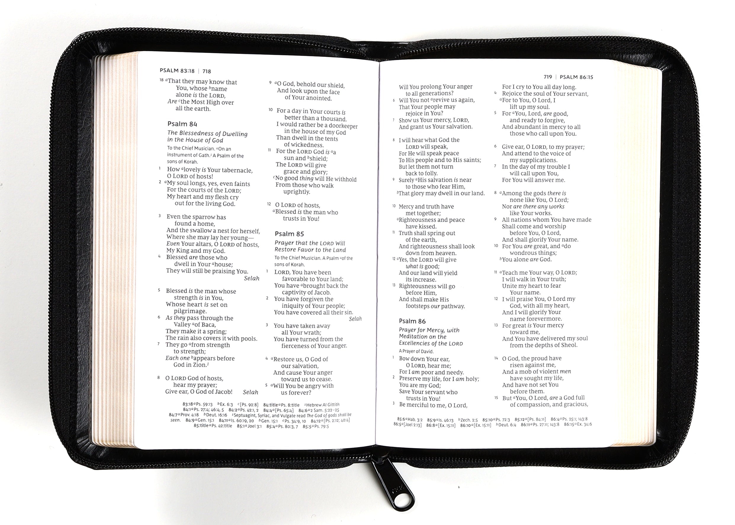 Black letter NKJV Compact Reference Bible with zipper
