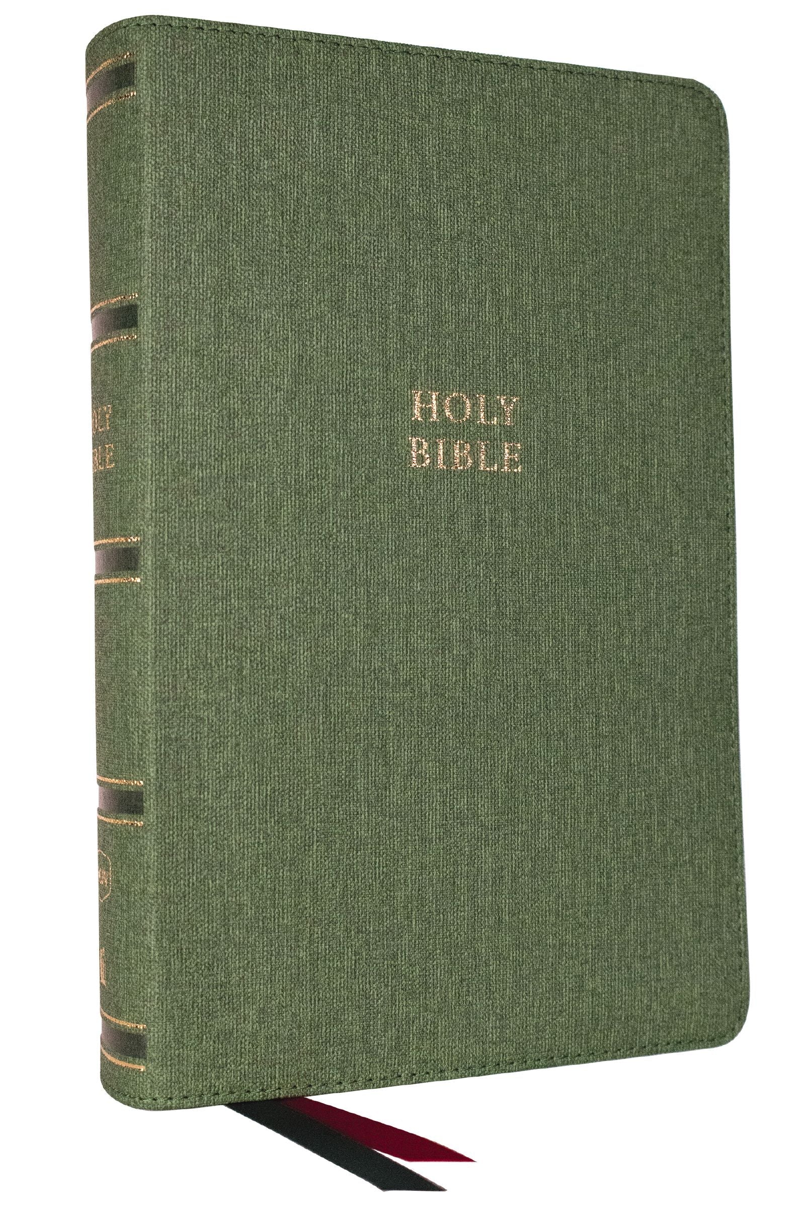 NKJV Single-Column Reference Bible with green cover and red letter edition.