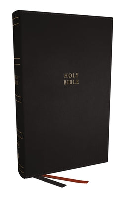 Close-up of NKJV Single-Column Reference Bible in black with red letter edition
