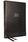 NKJV Single-Column Reference Bible with Verse-by-Verse Study and Black Leather Binding