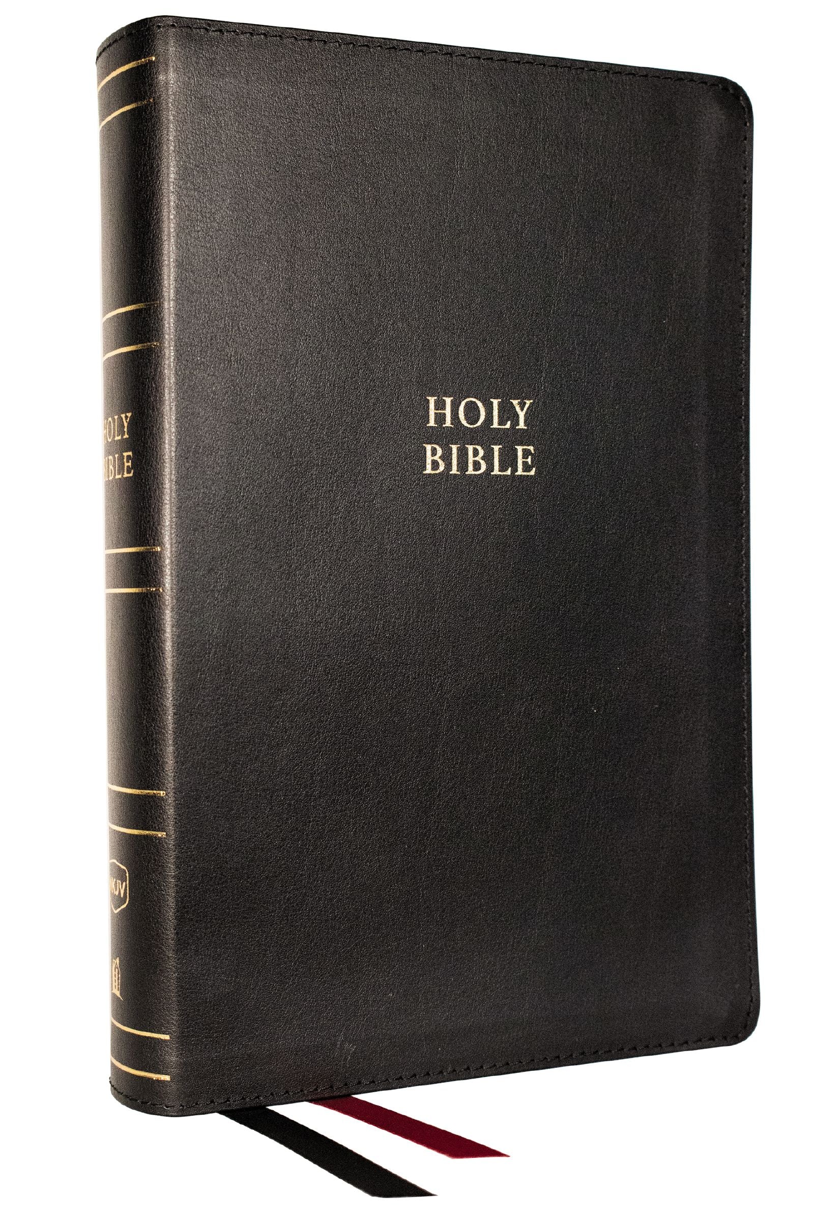 NKJV Single-Column Reference Bible with Verse-by-Verse Study and Black Leather Binding
