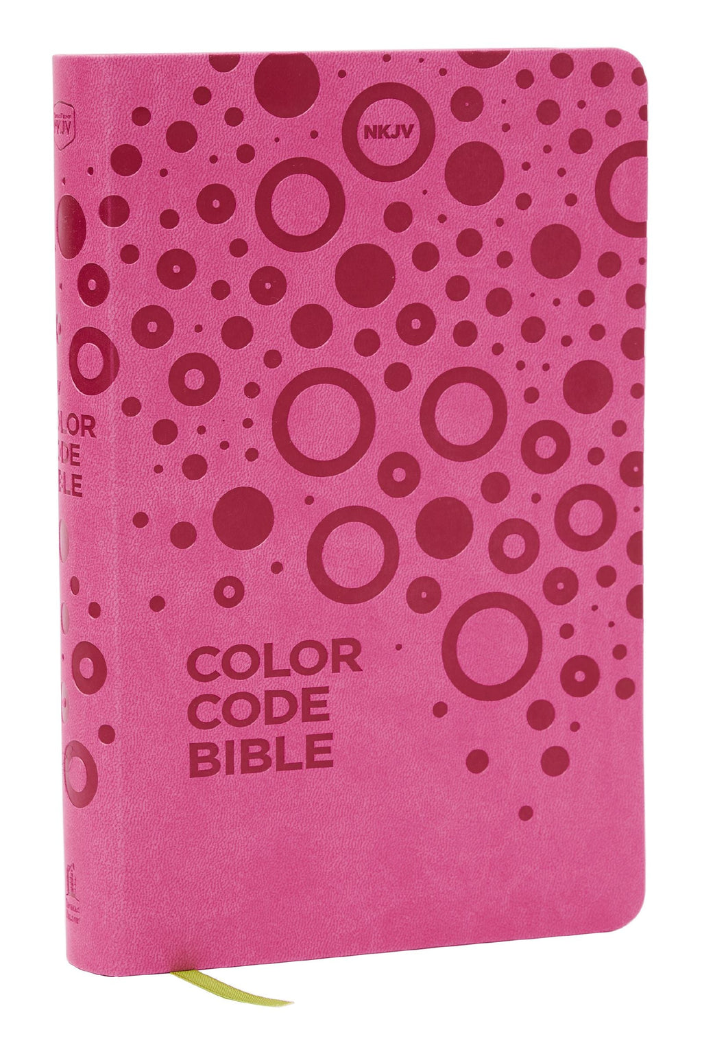 NKJV Color Coded Bible for Kids, featuring colorful learning tools for kids, pink leather cover.
