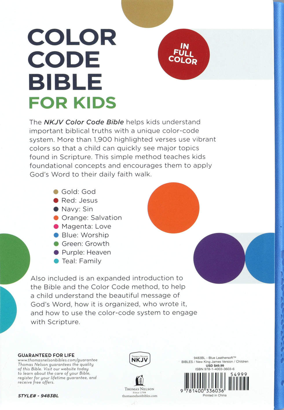 Blue NKJV Color Code Bible for Kids, a fun and educational Bible for young readers with color-coded navigation