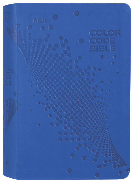 NKJV Color Code Bible for Kids, Blue Edition, a kid-friendly Bible with colored illustrations and navigation