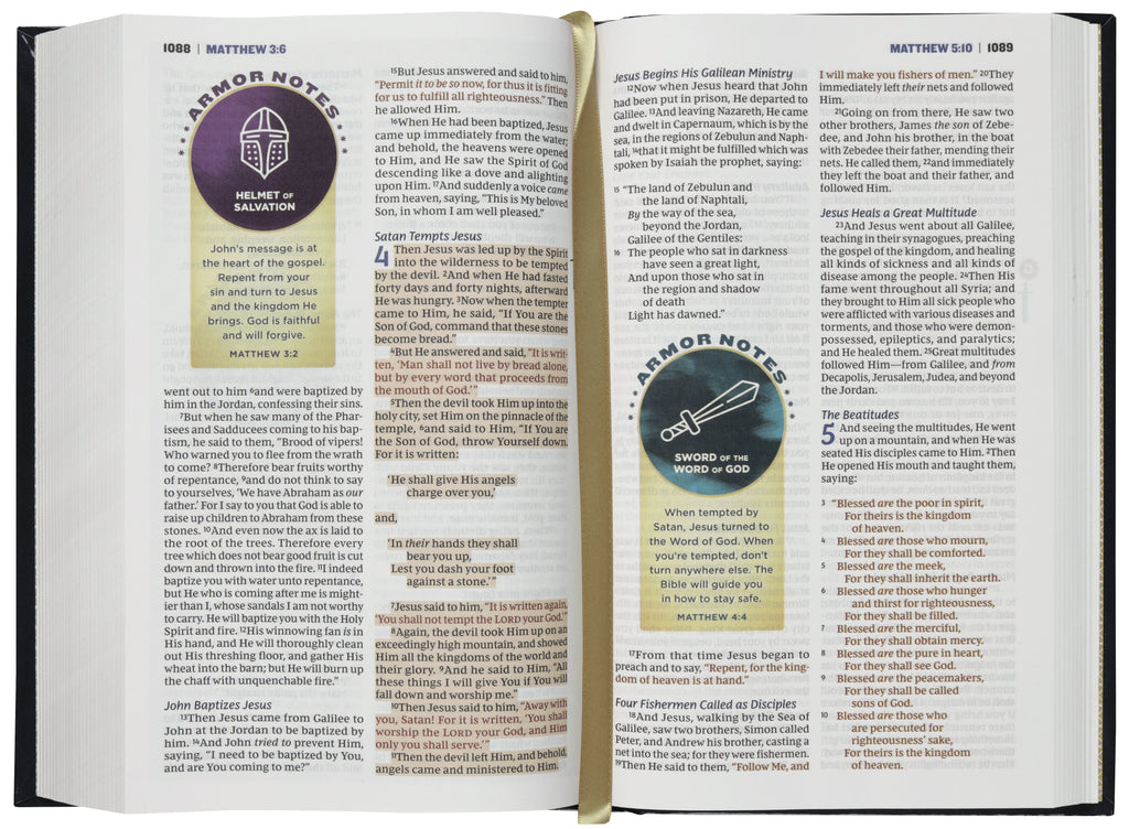 NKJV Armor of God Bible for Kids, a Christian Bible for kids with red letter edition and character-building stories