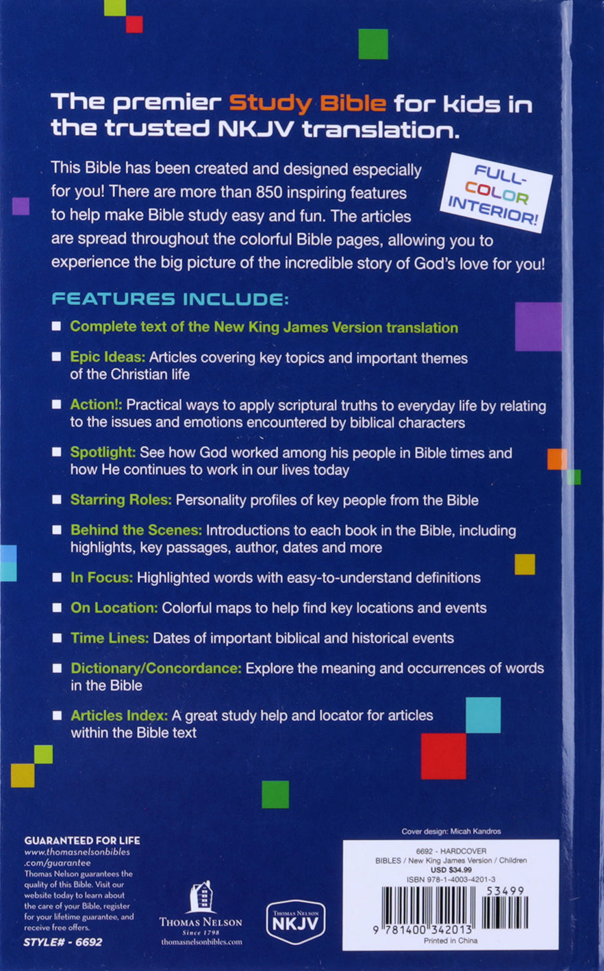 NKJV Kids Study Bible for Fun and Engaging Bible Study