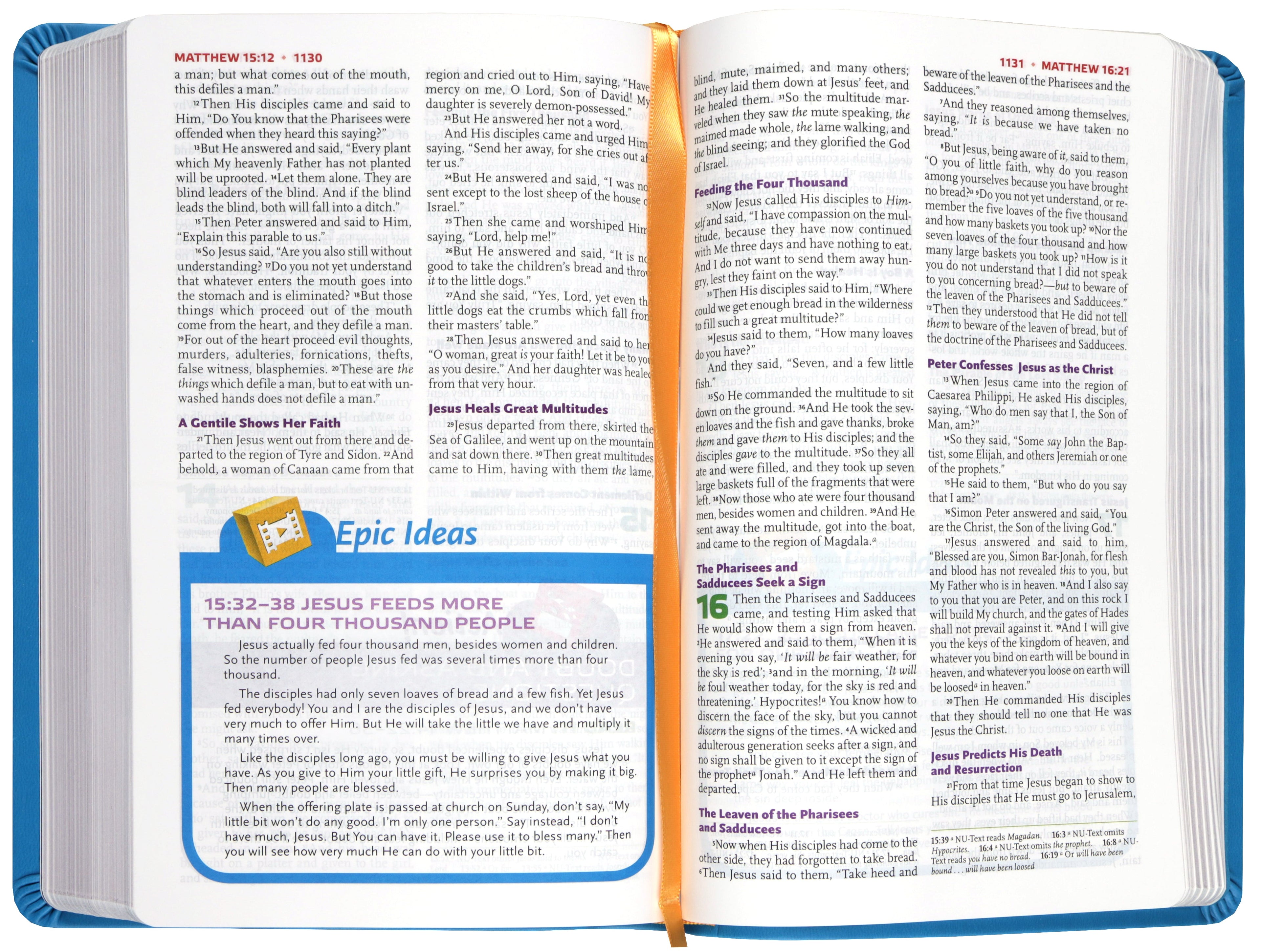 NKJV Study Bible for Kids, Blue Leather Bound Kids Bible with Study Notes and Hands