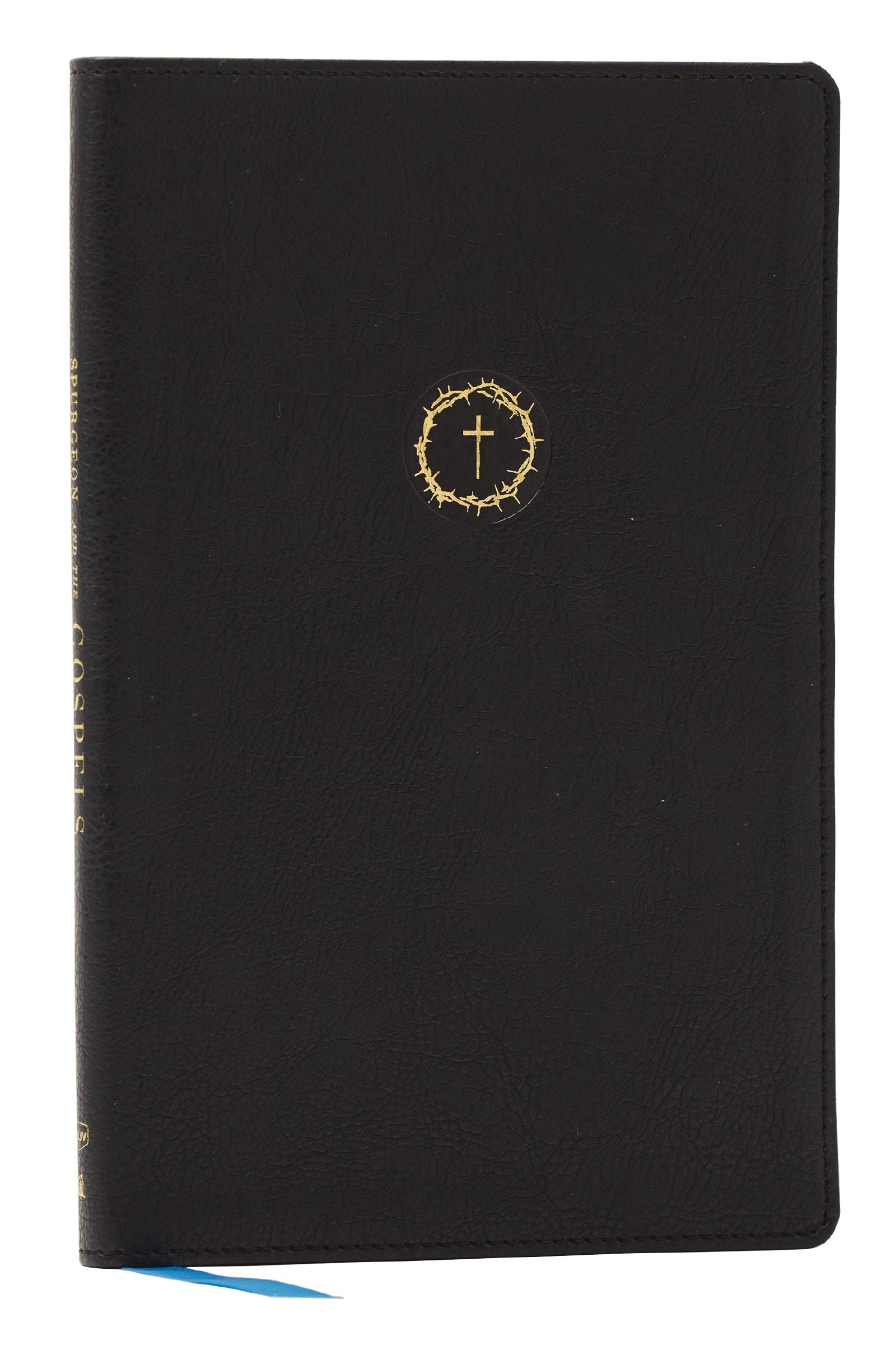 NKJV Spurgeon and the Gospels Black Bible in a classic black cover.
