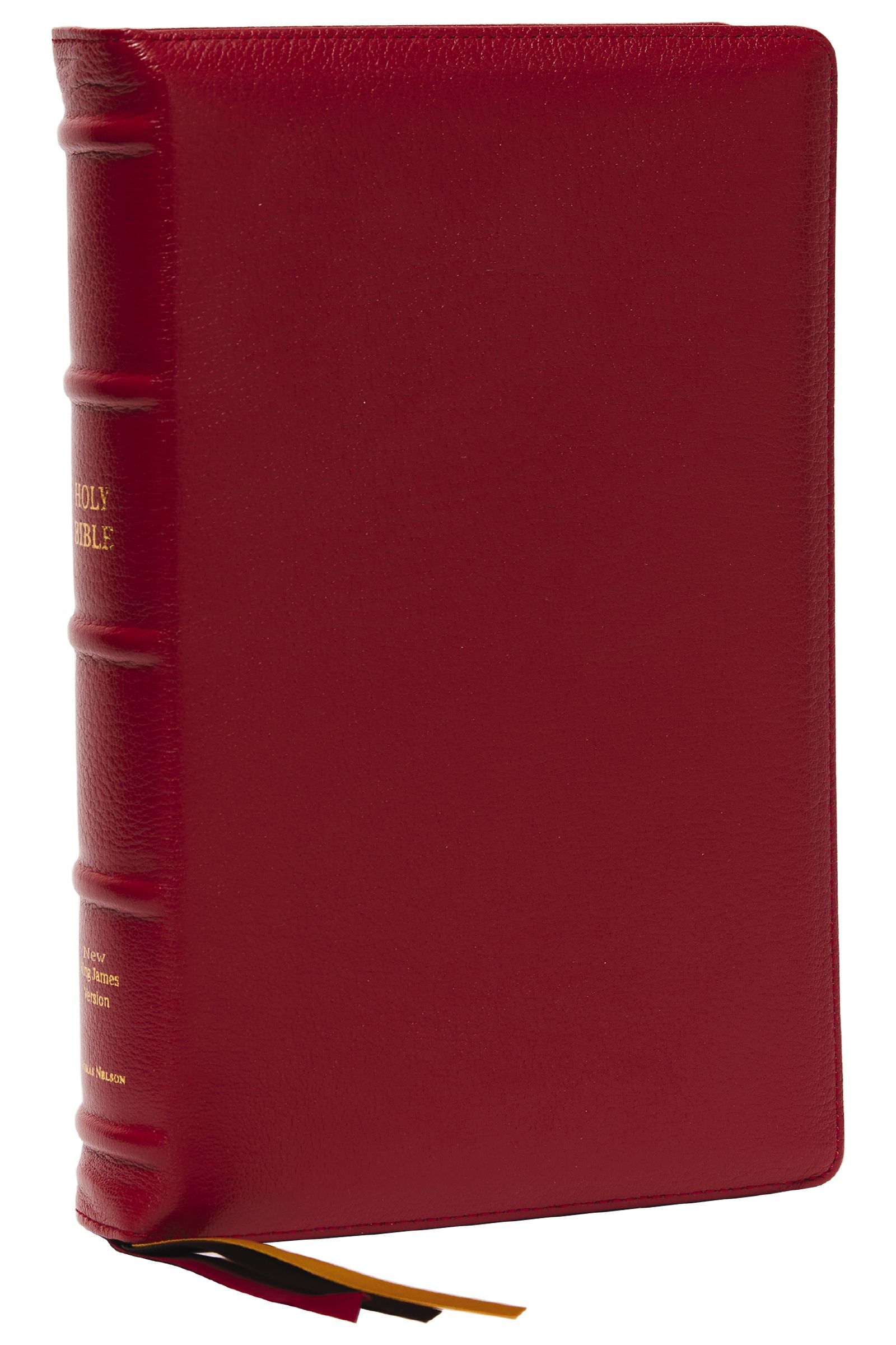 Large print King James Version thinline reference Bible in red premium goatskin leather