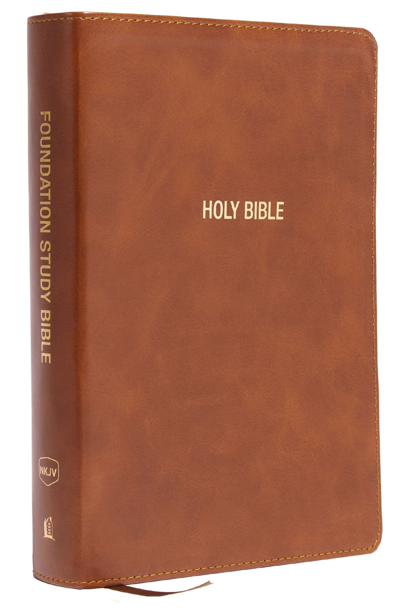 NKJV Foundation Study Bible Brown Red Letter Edition with in-depth study notes.