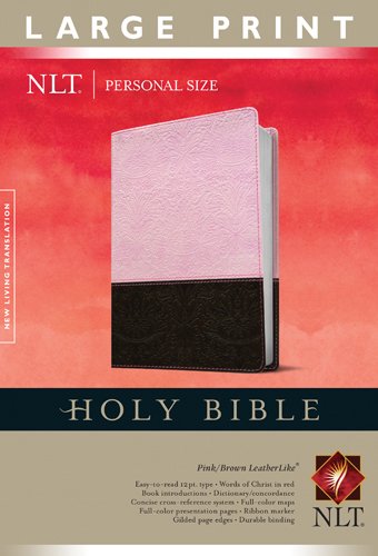 New Living Translation Personal Size Giant Print Leather-Look Brown/Pink Bible