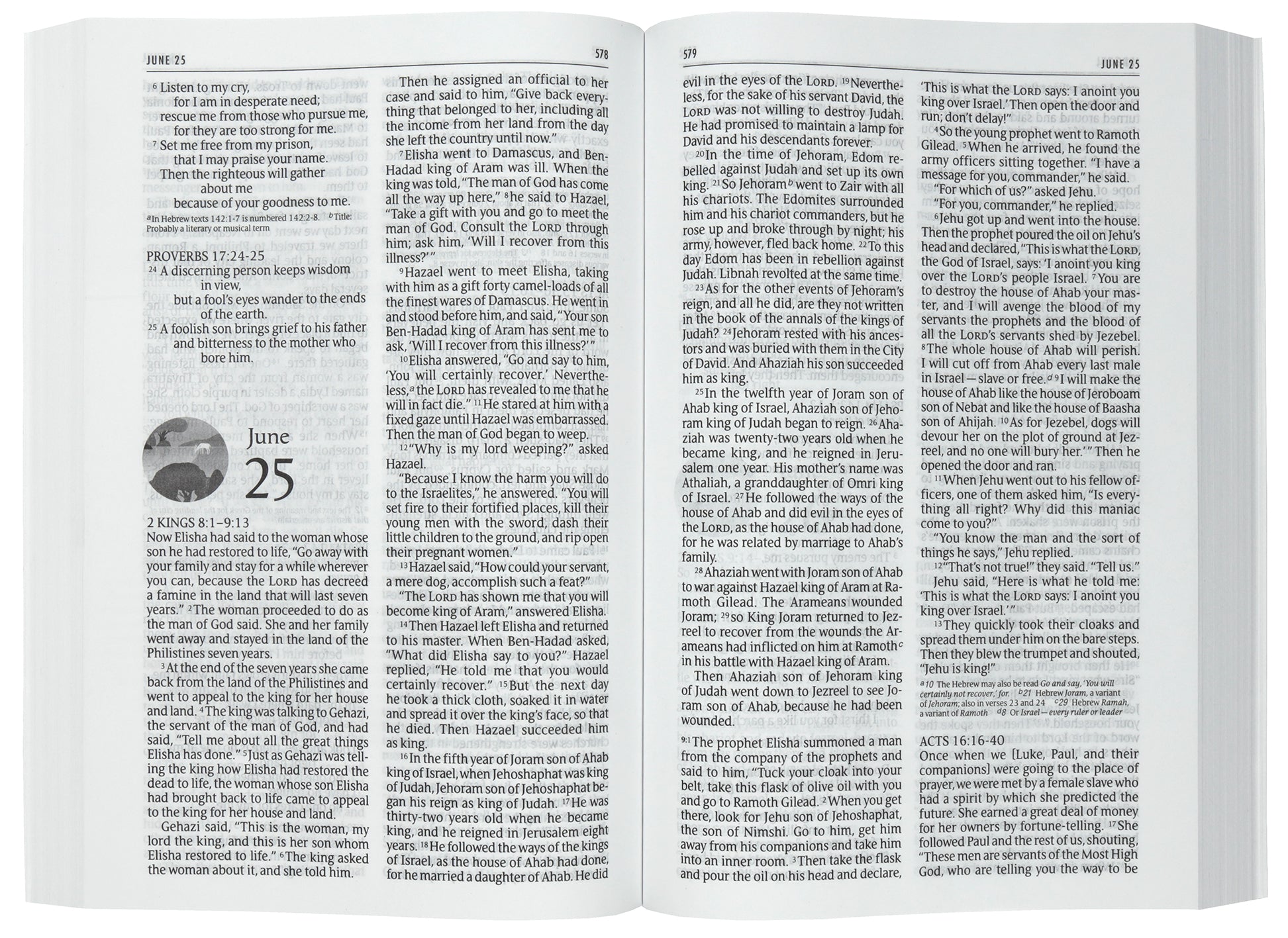 The premium slimline large print NIV One Year Bible in black letter edition, a compact and easy-to-use Bible for daily readin