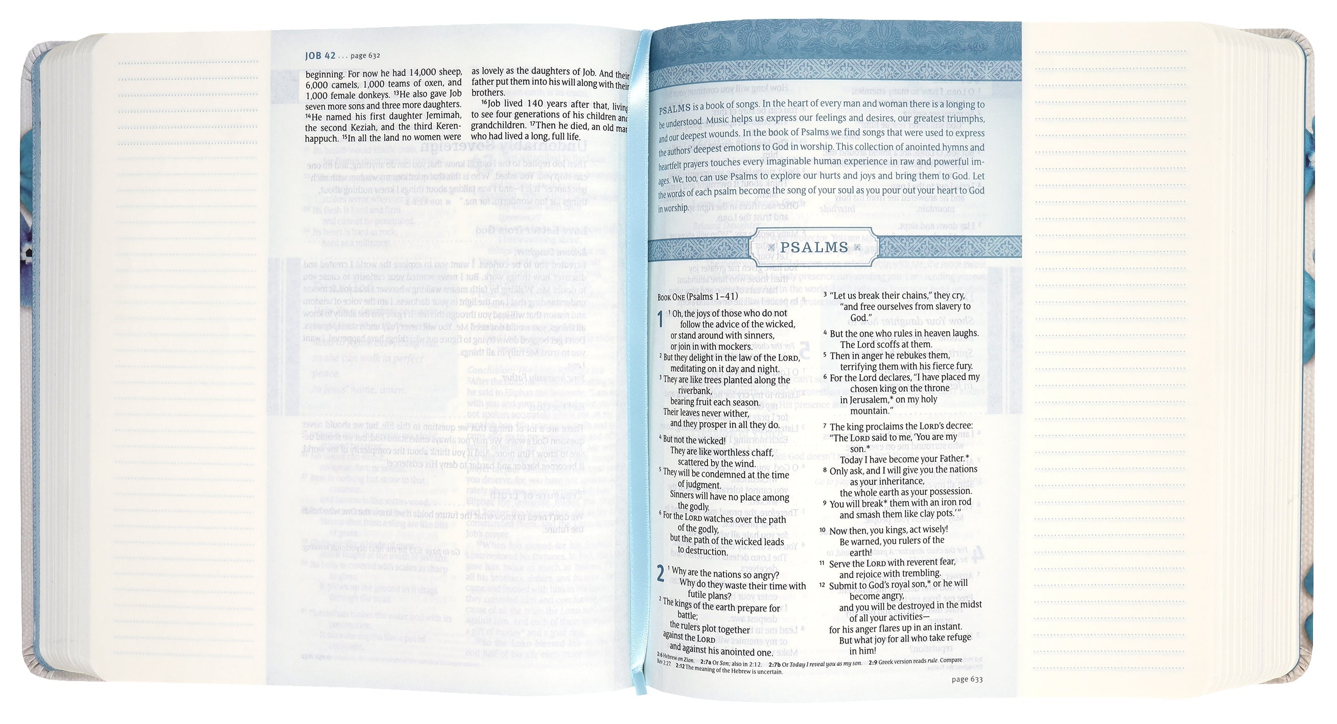 NLT Thrive Devotional Bible with Blue Flowers and Black Letter
